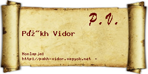 Pákh Vidor névjegykártya